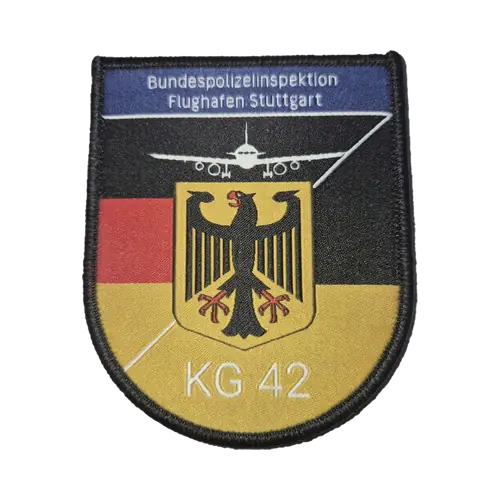 Fein gewebter Patch einer Flughafen-Dienststelle mit Flugzeug-Motiv