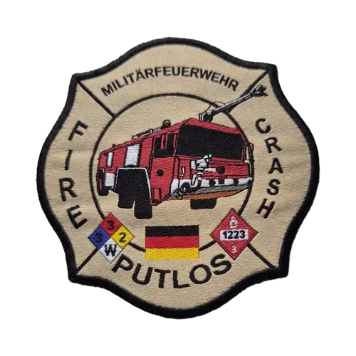 Gestickter Aufnäher einer Flugfeld-Werkfeuerwehr